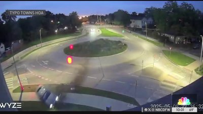 Car crashing through Oak Cliff roundabout caught on camera