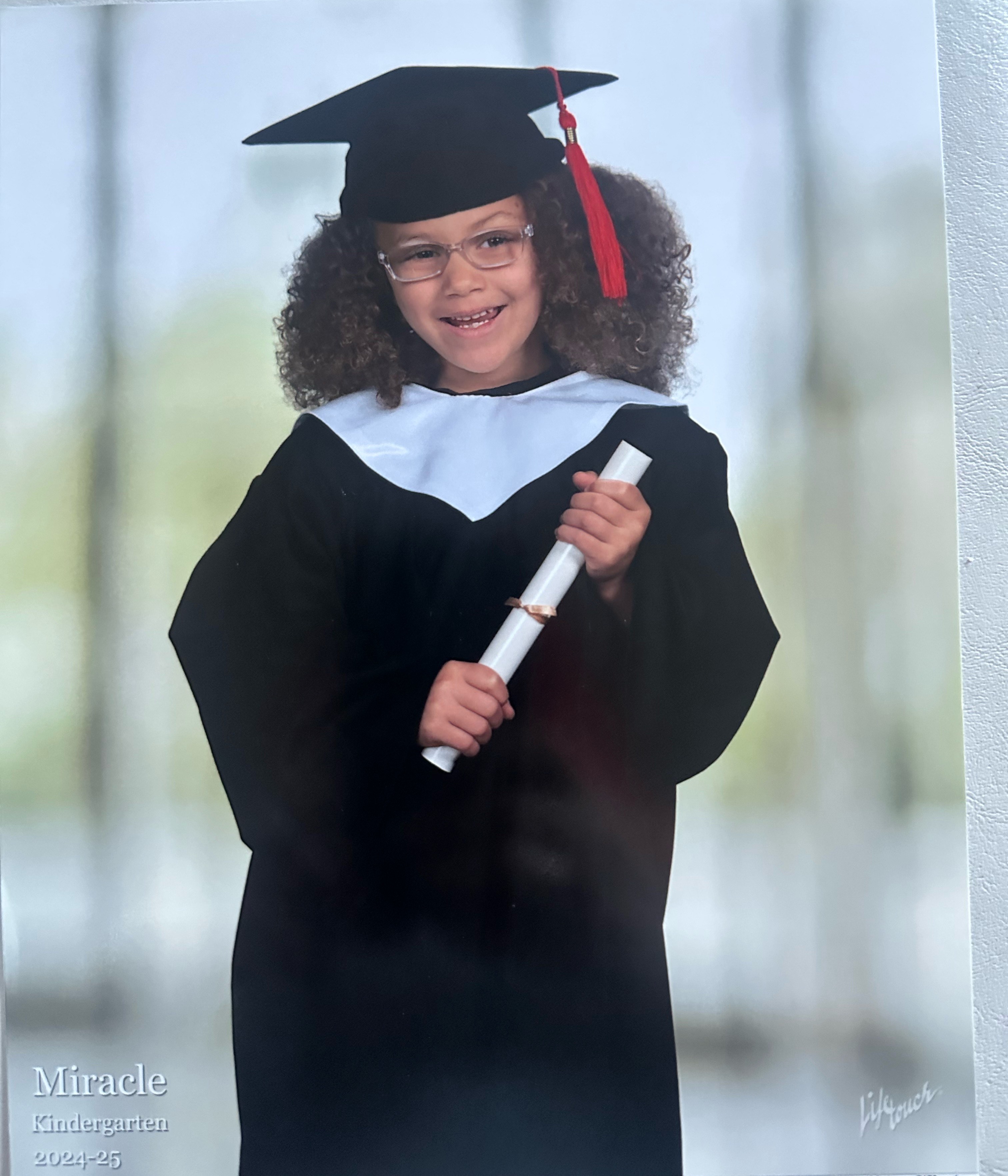 Miracle Borinsky is graduating kindergarten from Williams elementary in Garland, Texas.