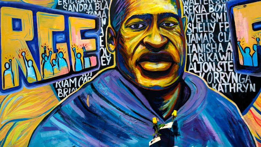 a mural of George Floyd