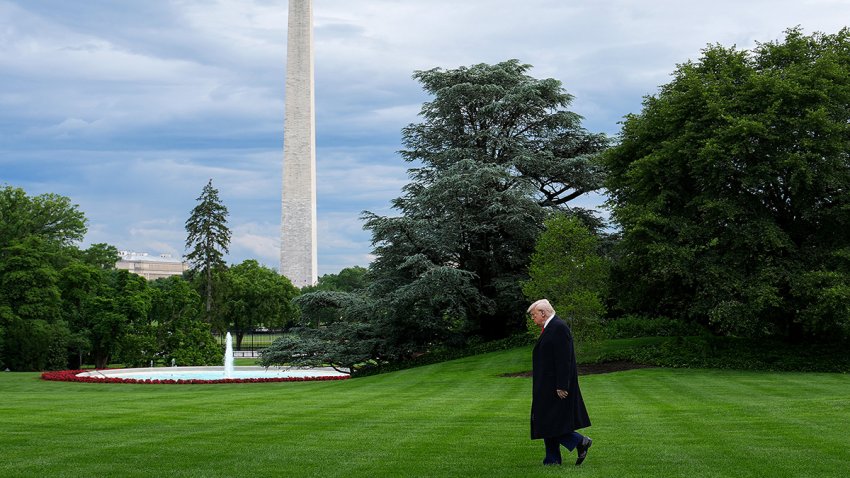 President Donald Trump departs the White House on May 22, 2025.