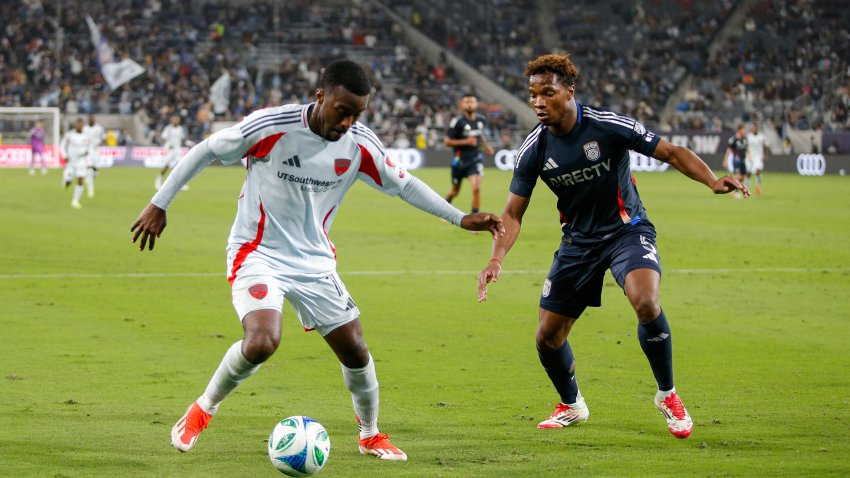 May 3, 2025; San Diego, California, USA; FC Dallas midfielder Anderson Julio (11) moves against San Diego FC defender Hamady Diop (5) during the second half at Snapdragon Stadium. Mandatory Credit: Chadd Cady-Imagn Images