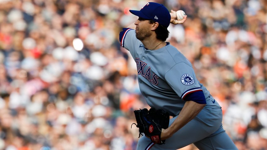 May 10, 2025; Detroit, Michigan, USA;  Texas Rangers starting pitcher Jacob deGrom (48)) pitches in the first inning against the Detroit Tigers at Comerica Park. Mandatory Credit: Rick Osentoski-Imagn Images