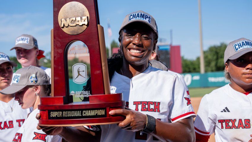 Texas Tech Red Raiders pitcher NiJaree Canady (24) celebrates her team’s 2-1 victory over the Florida State Seminoles in the NCAA WCWS Super Regionals on Friday, May 23, 2025.