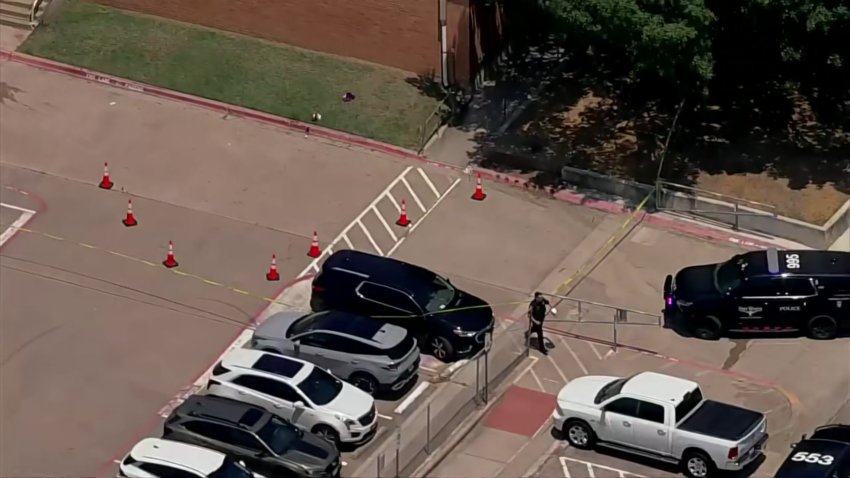 Fort Worth police respond to a stabbing call at South Hills Elementary School on Thursday, May 22, 2025.