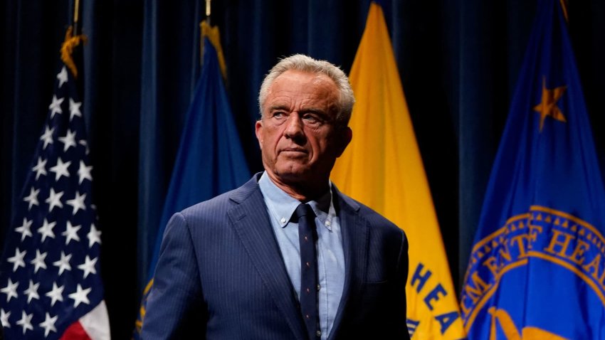 U.S. Health and Human Services (HHS) Secretary Robert F. Kennedy, Jr. leaves the stage after discussing the findings of the Centers for Disease Control and Prevention’s (CDC) latest Autism and Developmental Disabilities Monitoring (ADDM) Network survey, at the Department of Health and Human Services in Washington, D.C., U.S., April 16, 2025.