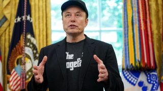 Elon Musk speaks during a press event with U.S. President Donald Trump (not pictured), at the White House in Washington, D.C., U.S., May 30, 2025.