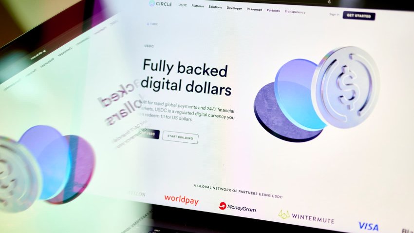 The Circle website arranged on a laptop in New York, US, on Wednesday, Feb. 12, 2025.