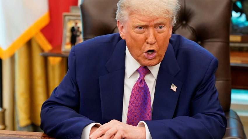 U.S. President Donald Trump speaks in the Oval Office at the White House in Washington, D.C., U.S., June 10, 2025.