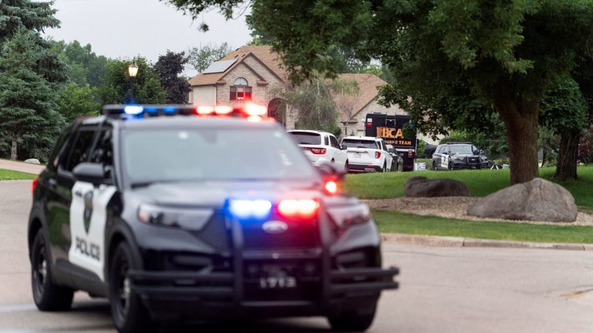 Law enforcement establish a security perimeter near the residence of senior Democratic state assemblywoman Melissa Hortman after Hortman and her husband, Mark, were shot and killed earlier in the day, in Brooklyn Park, Minnesota, U.S., June 14, 2025.
