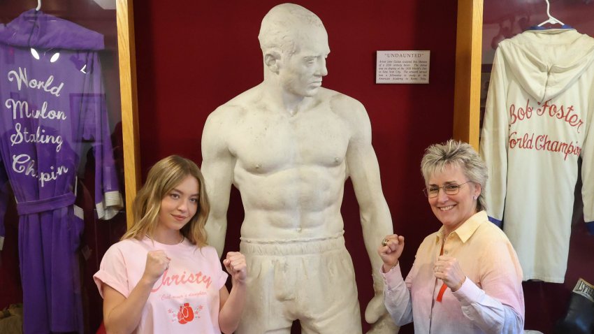 Actress Sydney Sweeney and Christy Martin visit the International Boxing Hall of Fame