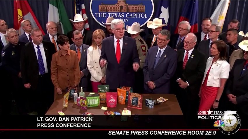 Lt. Governor Dan Patrick flexes his muscles at the state capitol