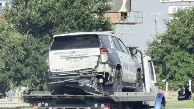 Roadway reopens after violent crash involving police car in Dallas