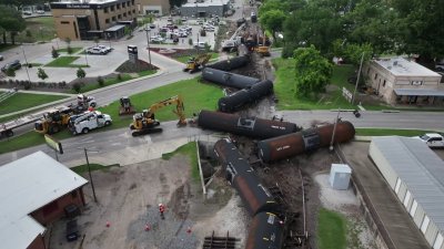Drone video shows aftermath of ethanol train derailment in Waxahachie