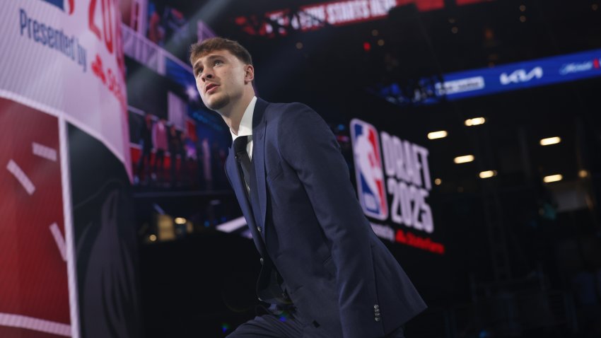 BROOKLYN, NY – JUNE 25:  Cooper Flagg looks on during the 2025 NBA Draft – Round One on June 25, 2025 at Barclays Center in Brooklyn, New York.