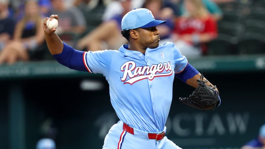 Jun 15, 2025; Arlington, Texas, USA;  Texas Rangers starting pitcher Kumar Rocker (80) throws during the first inning against the Chicago White Sox at Globe Life Field. Mandatory Credit: Kevin Jairaj-Imagn Images