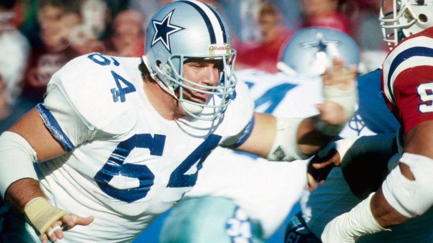 Nov 15, 1987; Foxboro, MA, USA: FILE PHOTO; Dallas Cowboys center Tom Rafferty (64) in action against the New England Patriots at Foxboro Stadium. Mandatory Credit: Dick Raphael-USA TODAY Sports