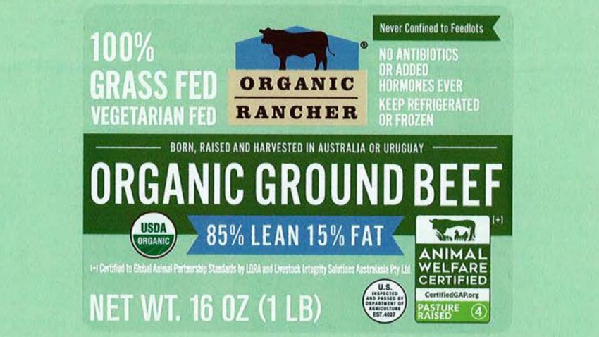 Ground beef label.