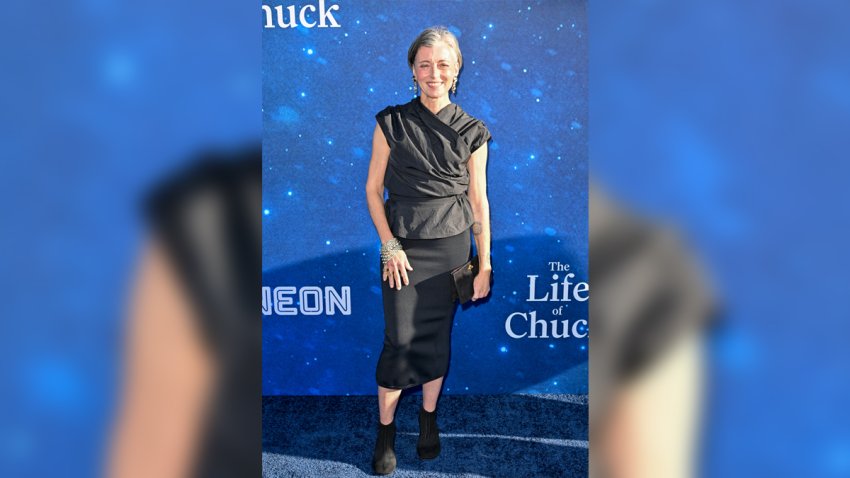 Mia Sara poses at the premiere of "The Life of Chuck"