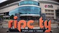 An exterior view of the Moda Center