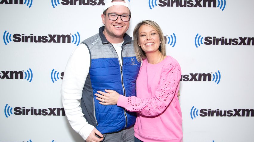 Dylan Dreyer and Brian Fichera visit SiriusXM Studios on February 13, 2023 in New York City.