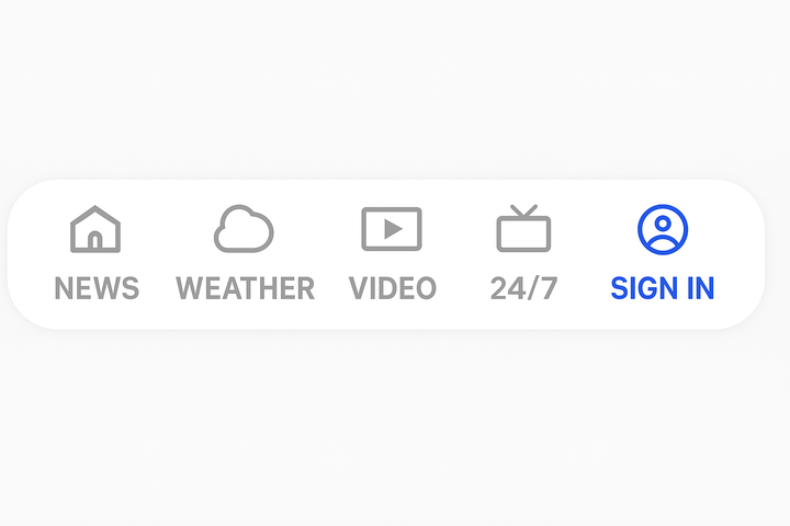 Screenshot showing five buttons at bottom of screen in app