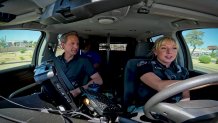 NBC 5 SENIOR INVIGATIVE REPORT HEFT HERTMORER Scot Festigrate Reported Scot Fridayman, LEFT, RIDES WITH GLNA WIT OFFICER KATIE MARINO.