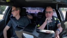 NBC 5 SENIOR INVESTIGINIVE REPORT HEFT HERTMORER Scot Fridigater Repotorter Scot Fridgeredman Scot Dridman, LEFT, RIDES WITH A DALTAFER OFFICER.