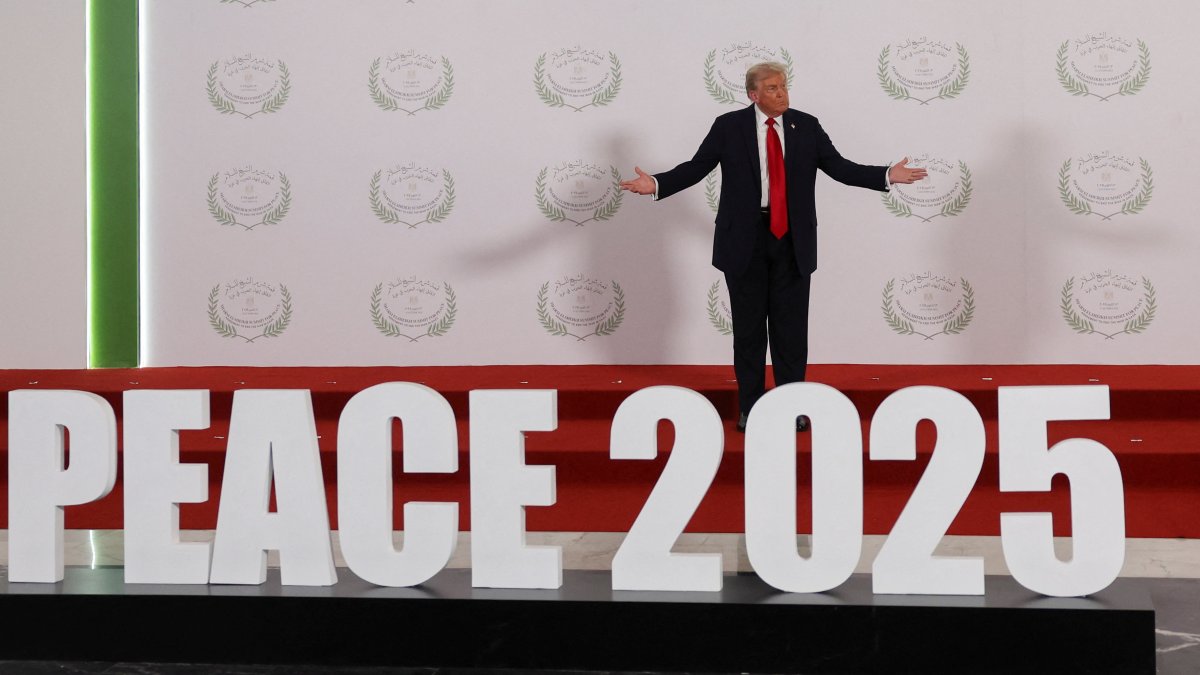 Trump arrived in Egypt where leaders from more than 20 countries will join a summit on Gaza’s future.