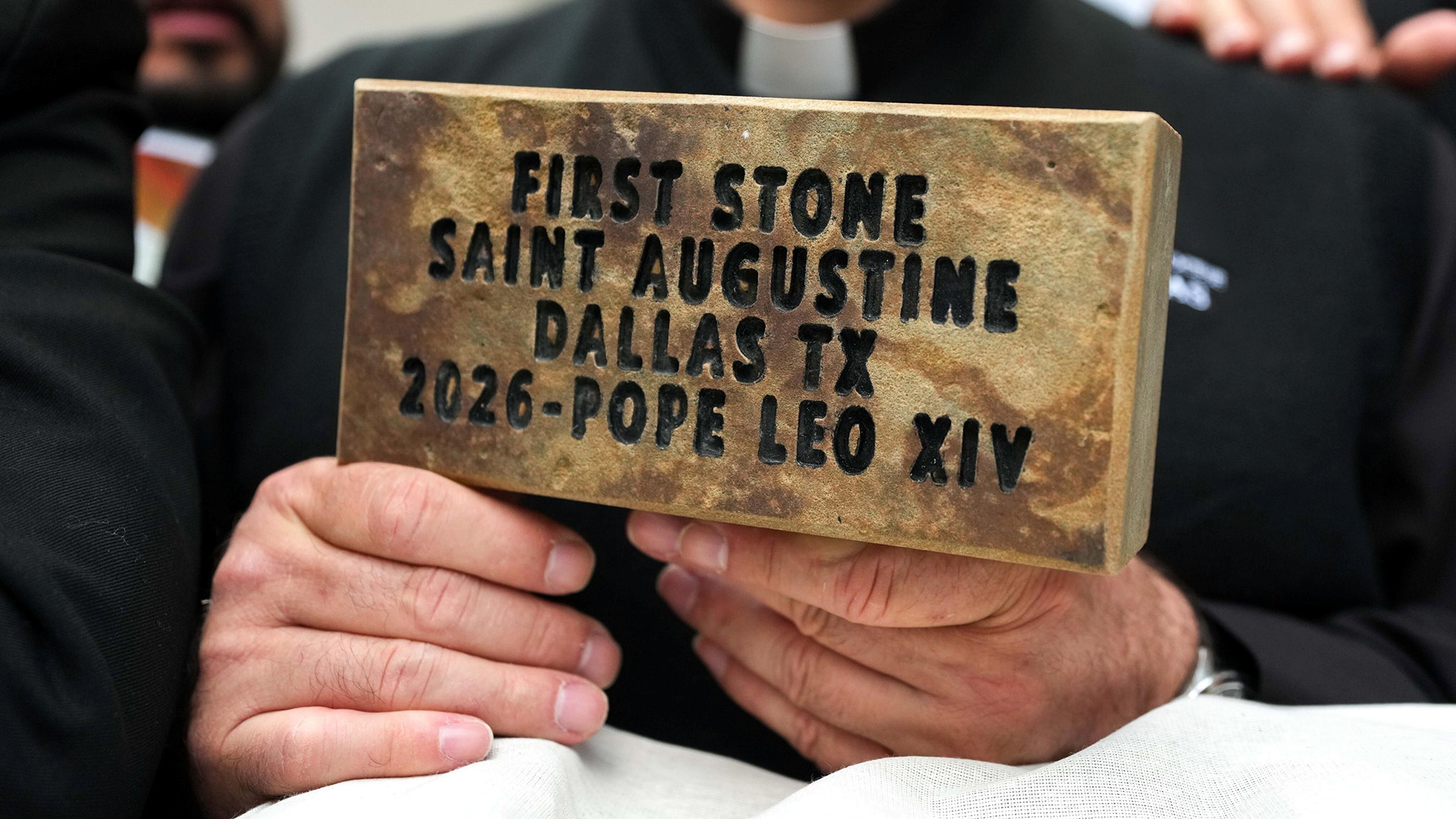 Pleasant Grove catholic church gets brick blessed by Pope Leo