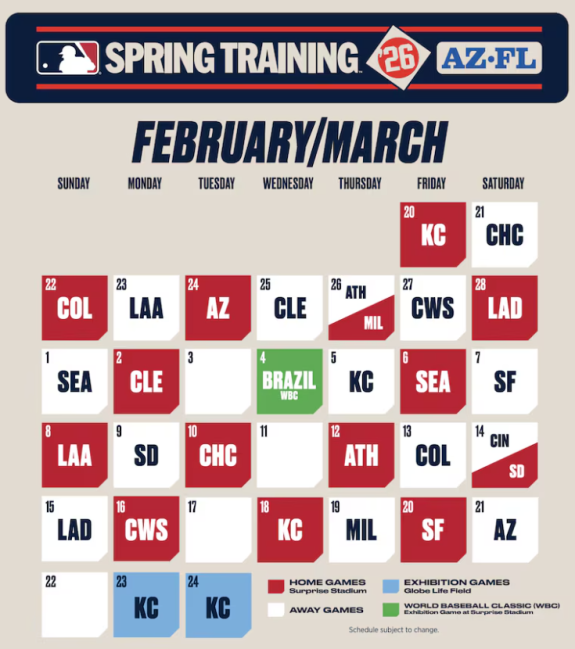 Texas Spring Training Texas Rangers 2026 spring training schedule includes WBC game – NBC 5 ...