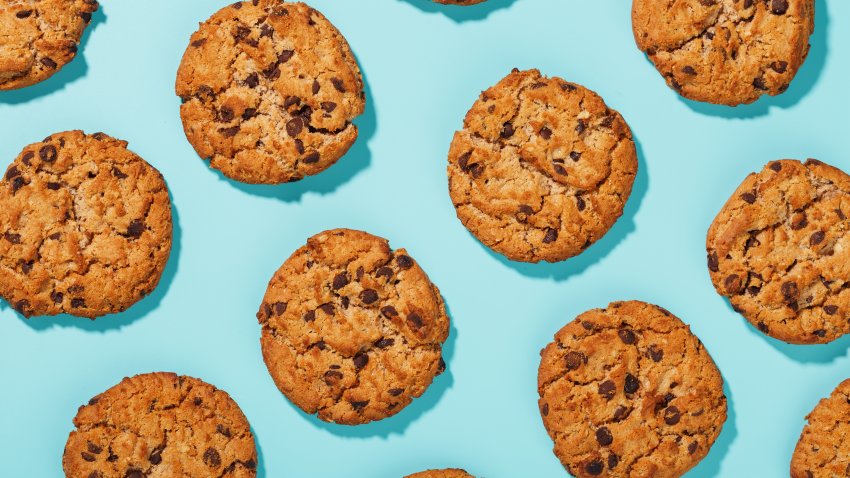 Oatmeal cookies on a blue background