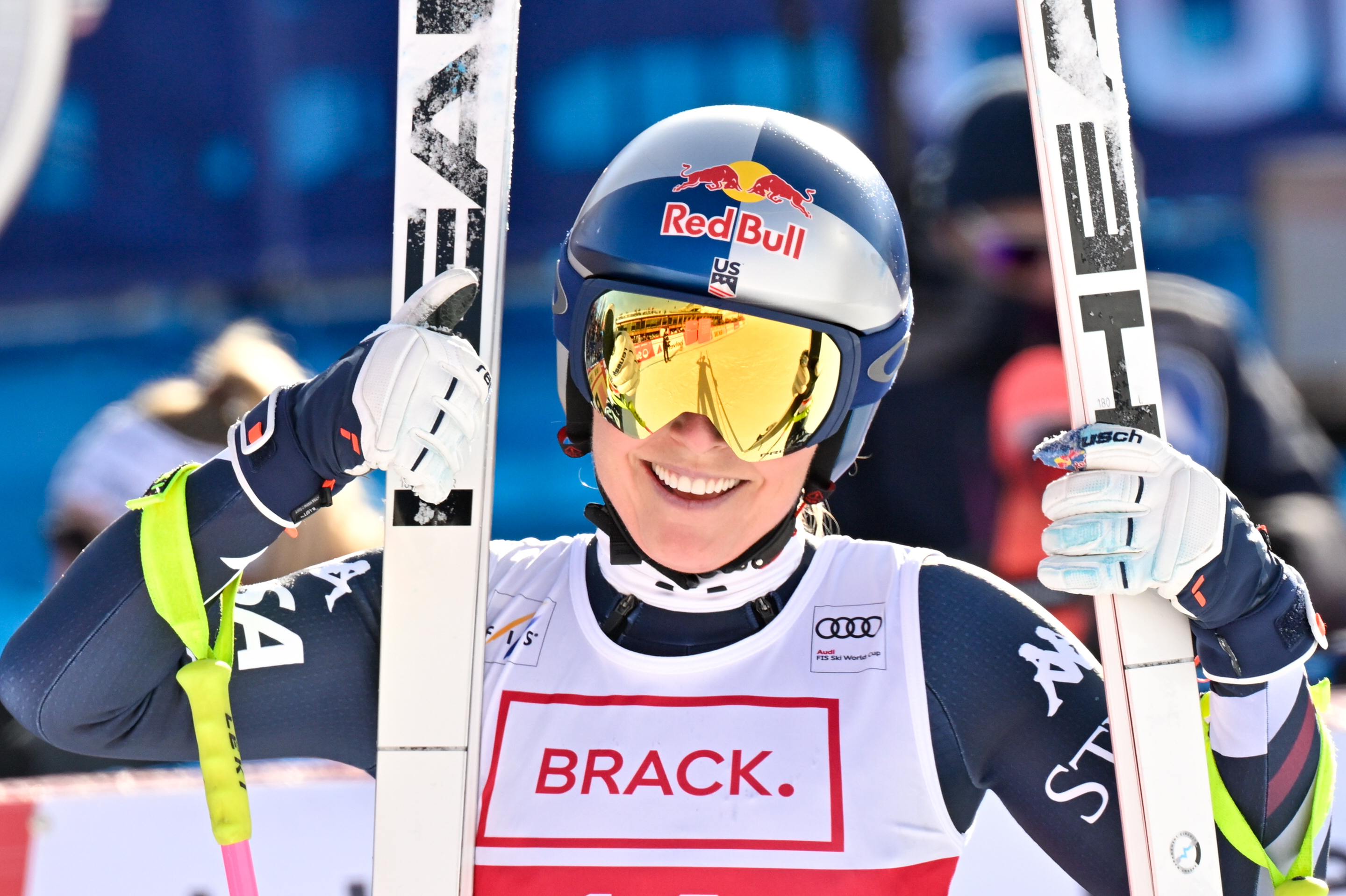 Lindsey Vonn wins World Cup downhill at age 41 to start her Olympic season