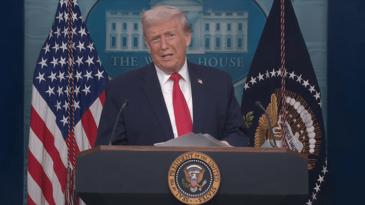 President Donald Trump appeared at Tuesday’s White House press briefing to mark the one-year anniversary of the start of his second term.