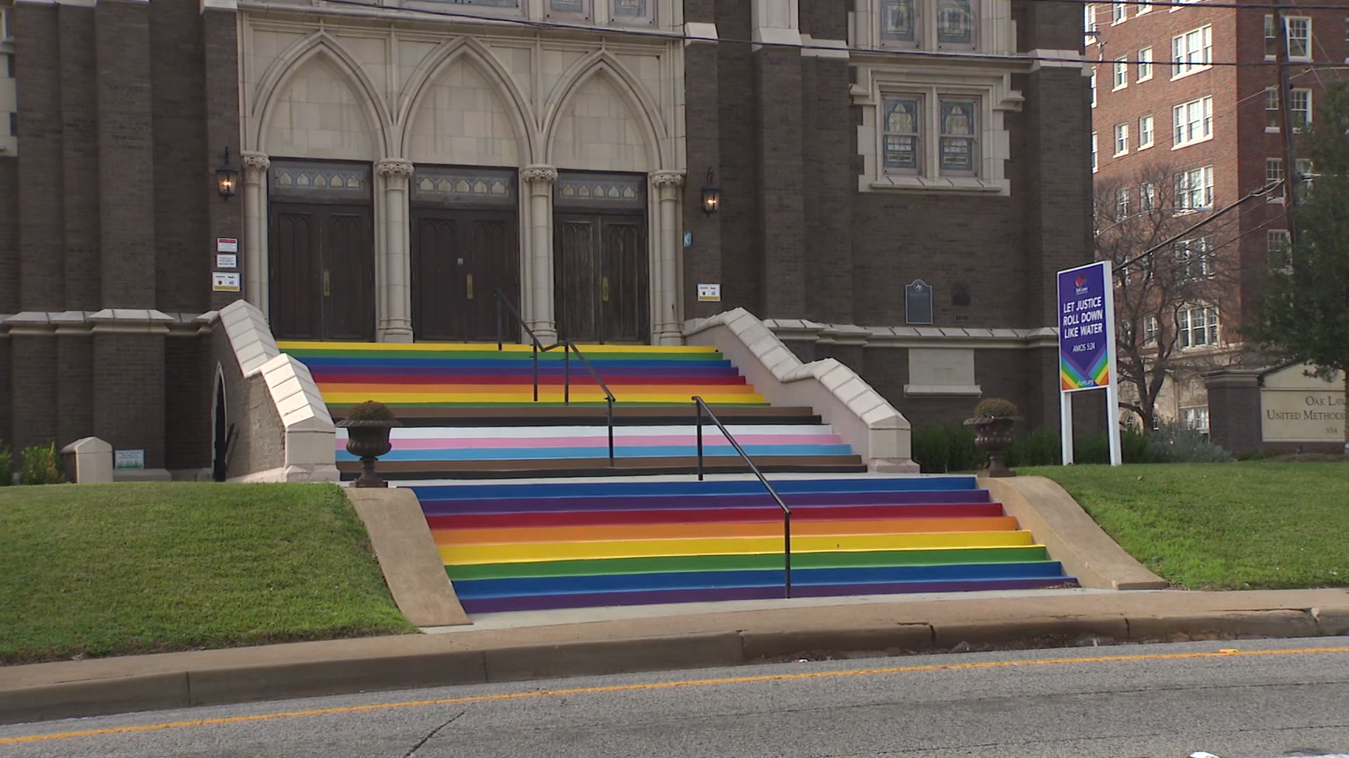 Rainbow steps outside historic Dallas church approved by city's landmark commission