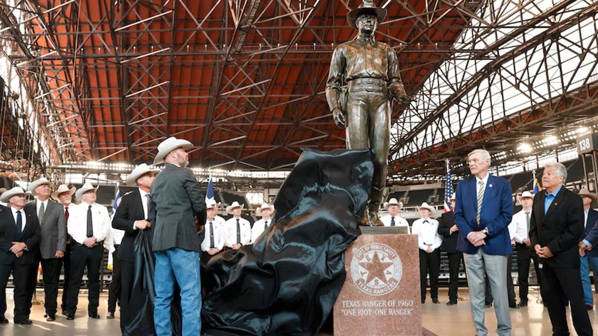Texas Rangers install ‘One Riot, One Ranger’ statue at ballpark