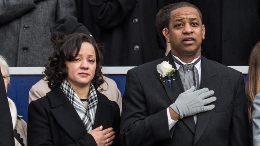 Lt. Gov. Justin Fairfax and his wife Cerina during inauguration on Saturday, January 13, 2018, at the Virginia State Capitol in Richmond, VA. (Photo by Salwan Georges/The Washington Post via Getty Images)