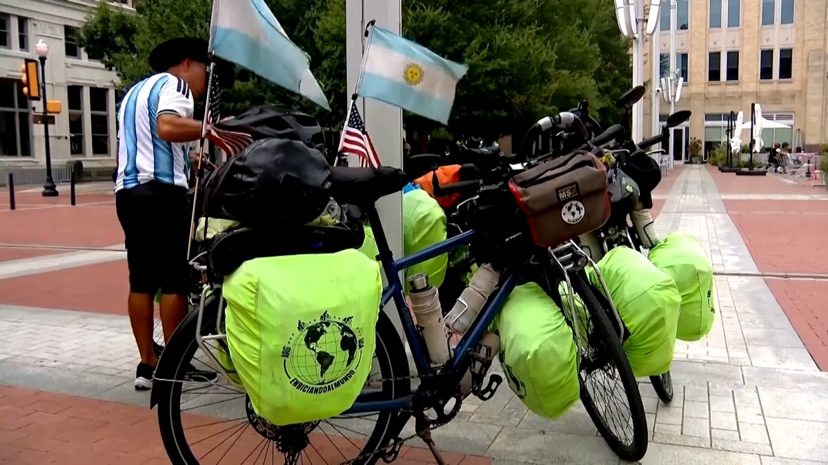 Argentine trio biking nearly 10K miles to 2026 World Cup makes Fort Worth stop
