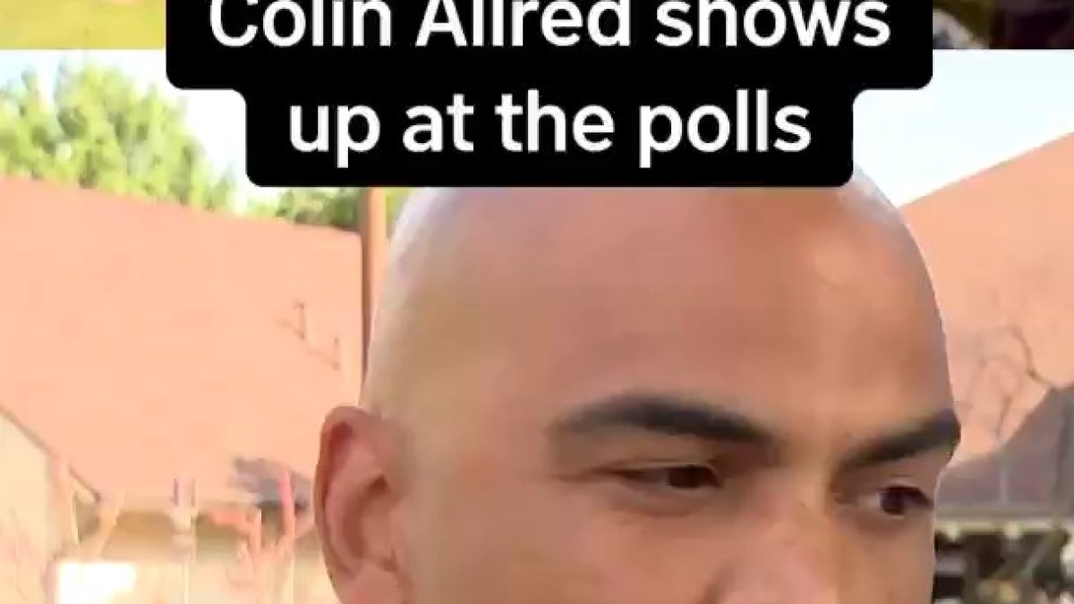 Colin Allred shows up to the polls during the Democratic primary runoff
