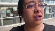 Rosy Martinez told NBCDFW she's looking for her sister and nephew after an apartment building caught fire following a natural gas explosion, Thursday, May 28, 2026.