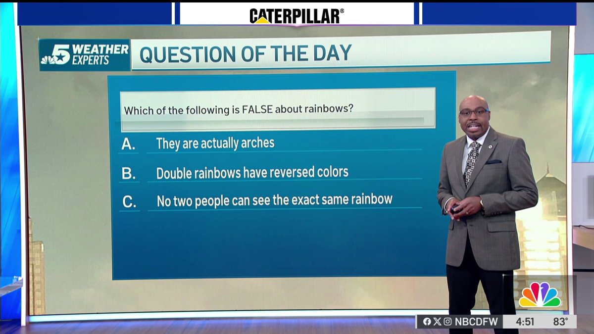 Weather Quiz: Which is false about rainbows?