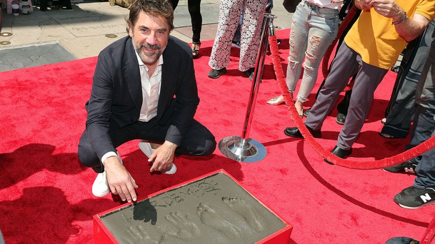 HOLLYWOOD, CALIFORNIA – JUNE 16: Javier Bardem poses during the Handprint and Footprint Ceremony honoring Javier Bardem at TCL Chinese Theatre on June 16, 2026 in Hollywood, California. (Photo by Matt Winkelmeyer/Getty Images)
