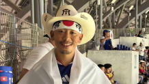 YUTO OSATO Biked from Pittsburgh to watch all of Japan's group stage games. He joined a large gathering in Downtown Dallas to prepare for Japan's last group stage game.