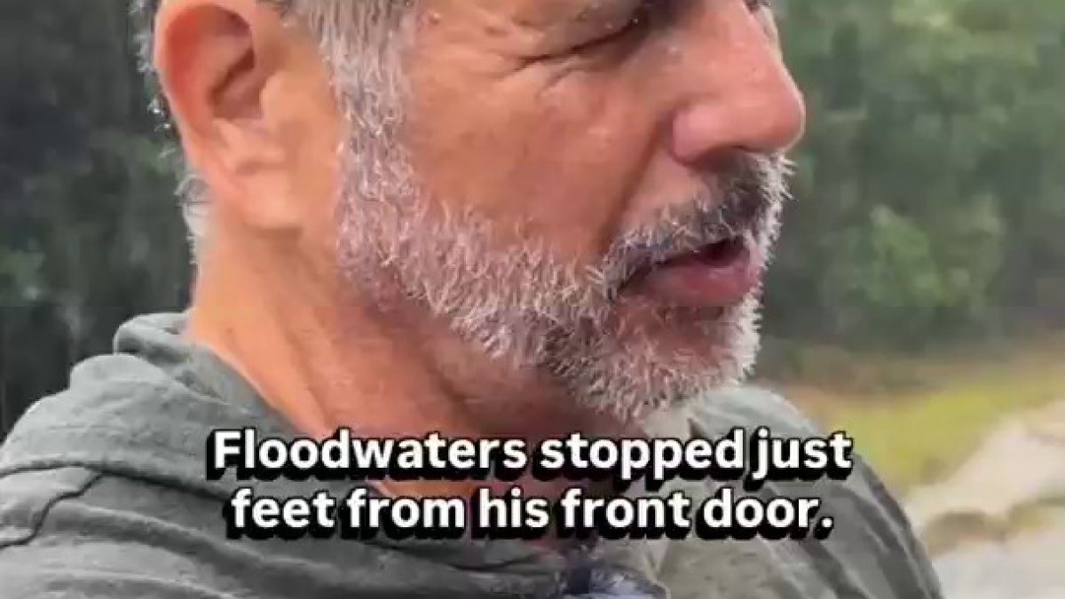 Floodwaters stop just feet from homeowner's door