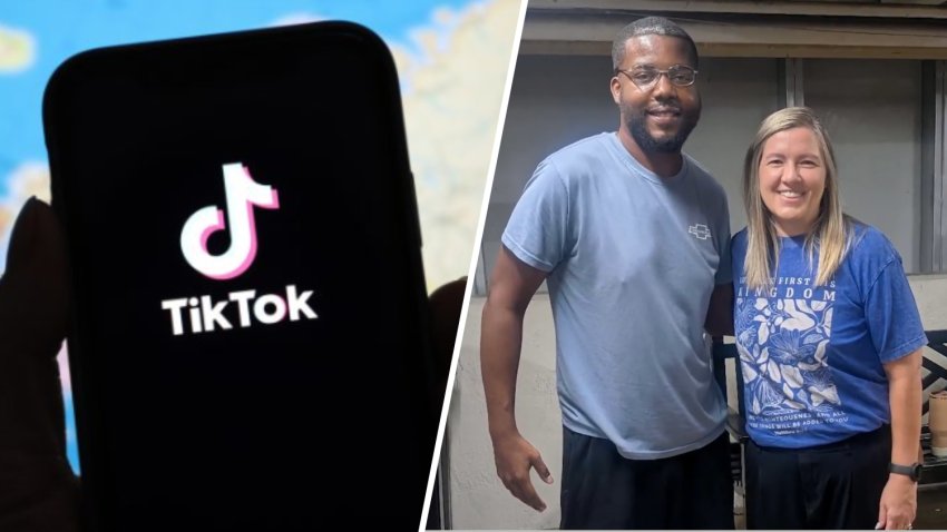 Image of Tiktok logo (left) & Image of Brandy Laman with Ishmael Thorns