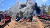 Large-scale RV fire response sends 2 firefighters to hospital