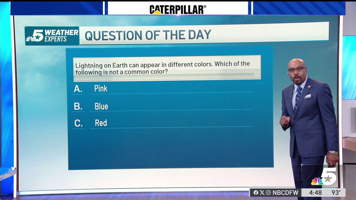 Weather Quiz: ‘Which of the following in not a common color of lightning?'