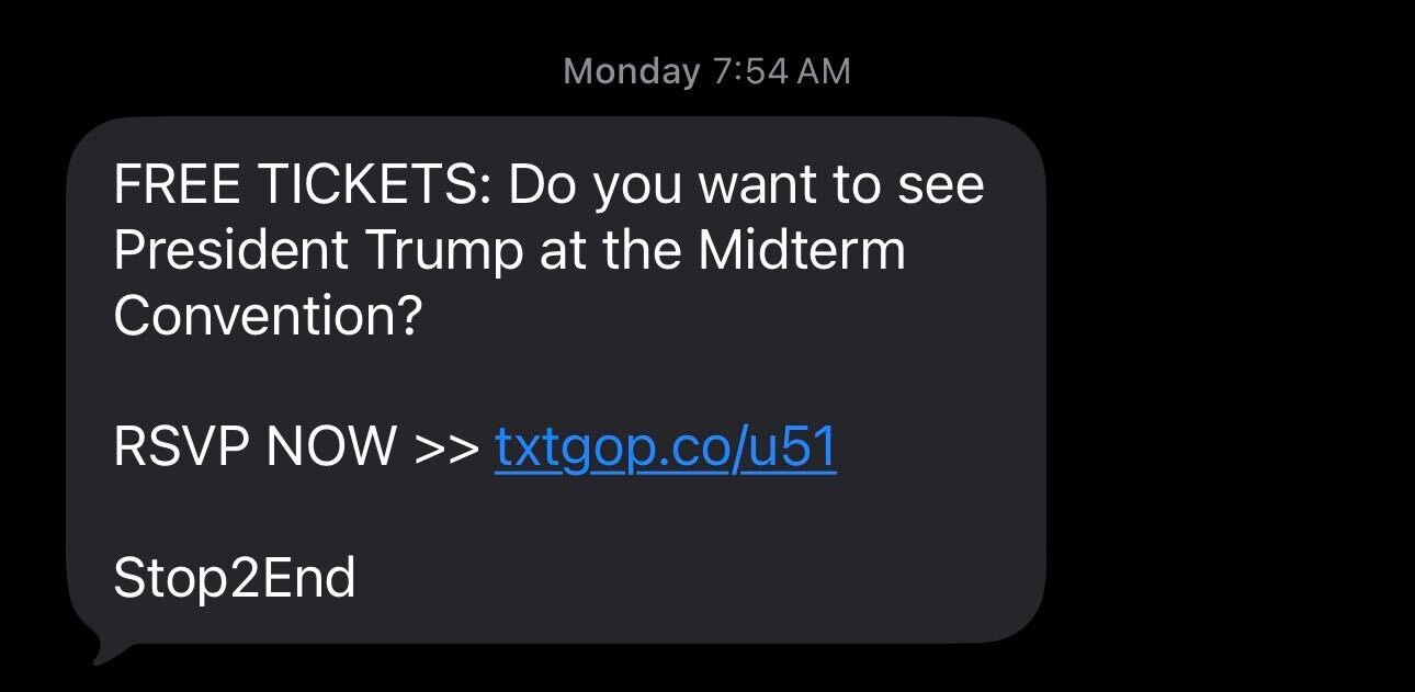 That free Trump convention ticket text looks like a scam; GOP says it's legit