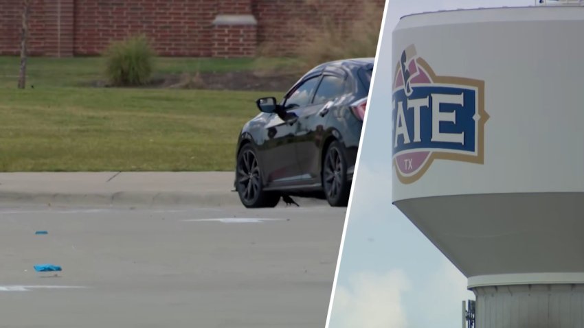Image of the Fate city water tower and the scene of the accident that injured a child.