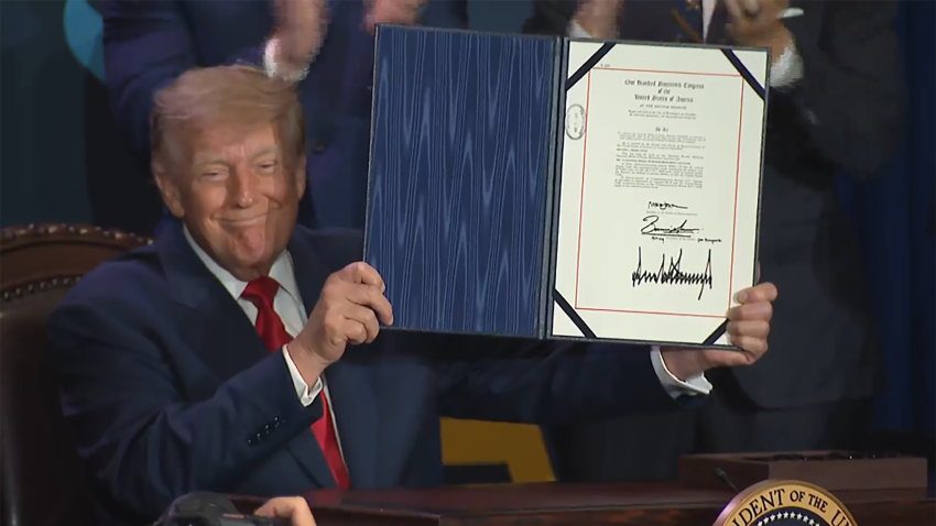 President Donald Trump signs the Hershel ‘Woody’ Williams National Medal of Honor Monument Location Act in Arlington, Texas, on Sept. 10, 2026.