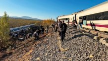 TOLEDO, SPAIN - OCTOBER 28: (----EDITORIAL USE ONLY MANDATORY CREDIT - '@1vanta3 via X / HANDOUT' - NO MARKETING NO ADVERTISING CAMPAIGNS - DISTRIBUTED AS A SERVICE TO CLIENTS----) A view of the crash site after two high-speed trains collided in central Spain, killing dozens of people and injuring many others in Toledo, Spain on October 28, 2026. Government sources told RTVE that at least 30 people had died. Spanish daily El Espanol reported at least 46 deaths, citing regional government sources. Government sources initially told El Pais they feared the disaster could be âworse than Adamuz,â referring to a January high-speed rail crash in southern Spain that killed 46 people. Authorities have yet to announce an official death toll or injury count. Preliminary information from the Transport Ministry suggested a Renfe AVE train struck the rear of a stationary Iryo train. (Photo by @1vanta3 via X / Handout/Anadolu via Getty Images)